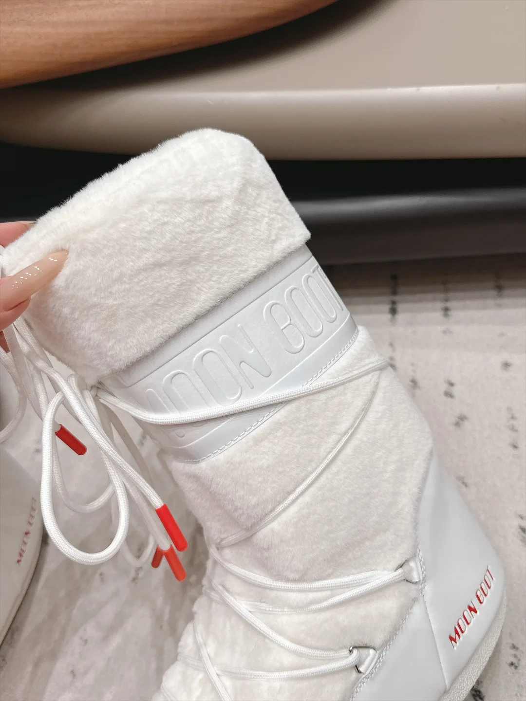 Moon Boot Heart Plush Snow Boots in White · view 8