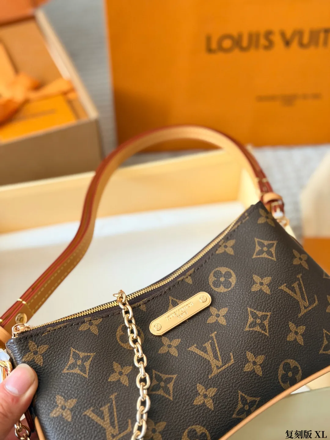 Louis Vuitton Cowhide Canvas Clutch in Brown · view 3