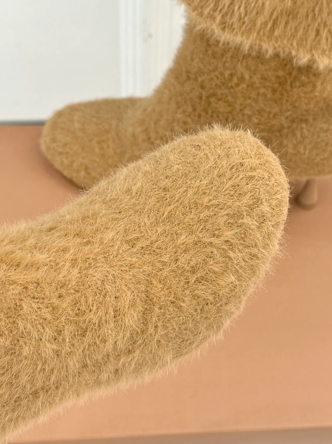 Gianvito Rossi Wool Fuzzy Ankle Boots in Beige · view 8