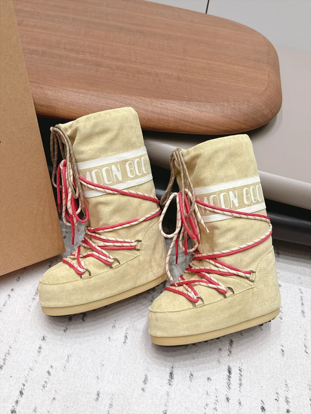 Moon Boot Round-Toe Snow Boots in Beige · view 4