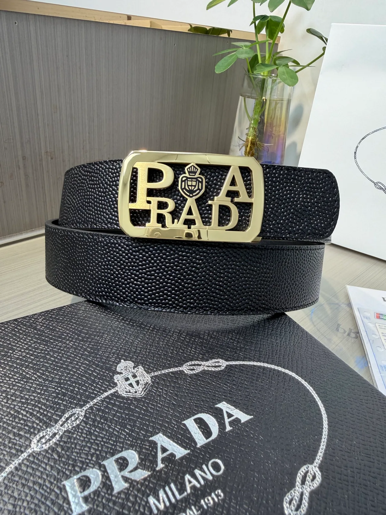 Prada Calfskin Belt in Black · view 1