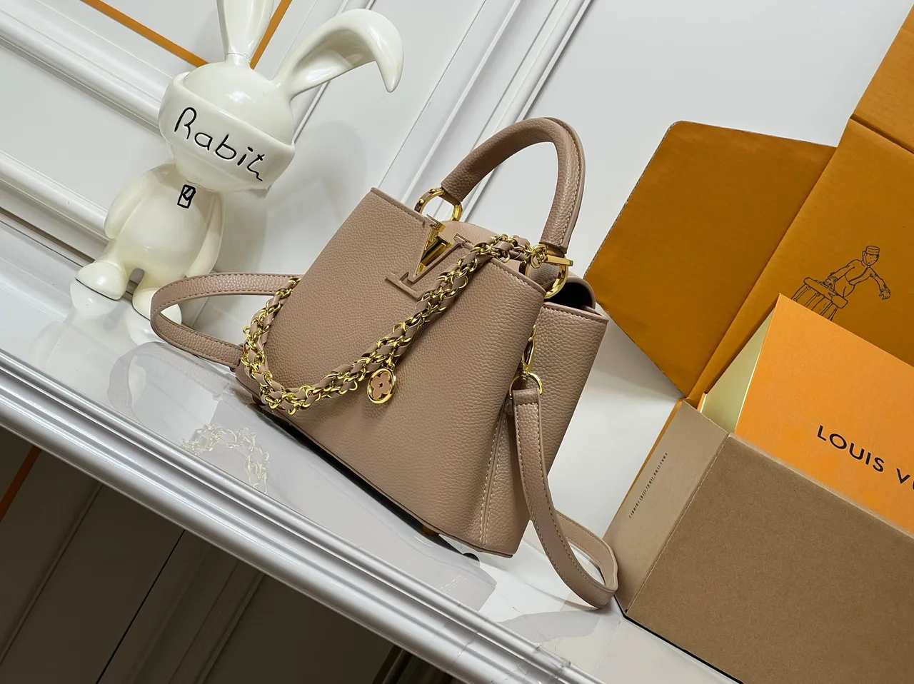 Louis Vuitton Cowhide Smooth Top-Handle Bag in Beige · view 3
