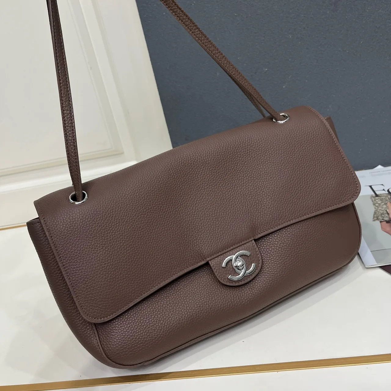 Chanel Smooth Shoulder Bag in Brown · view 4
