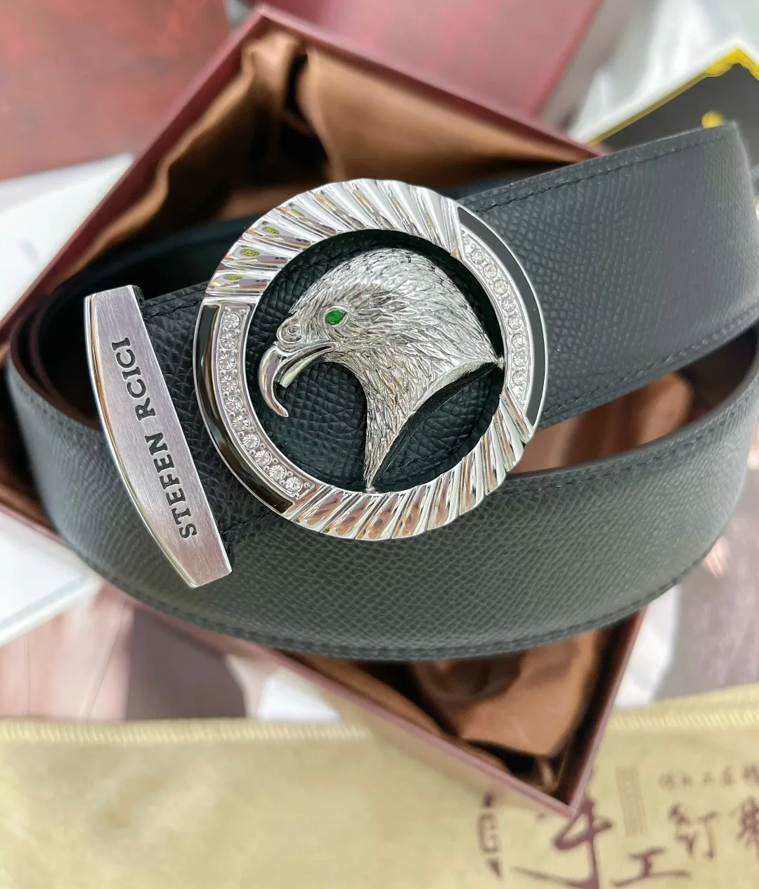 Stefen Rcici Eagle Buckle Belt in Black · view 2