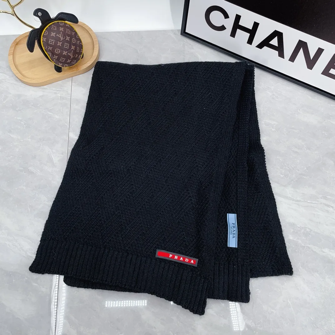 Prada Ribbed Beanie and Scarf Set in Black · view 4