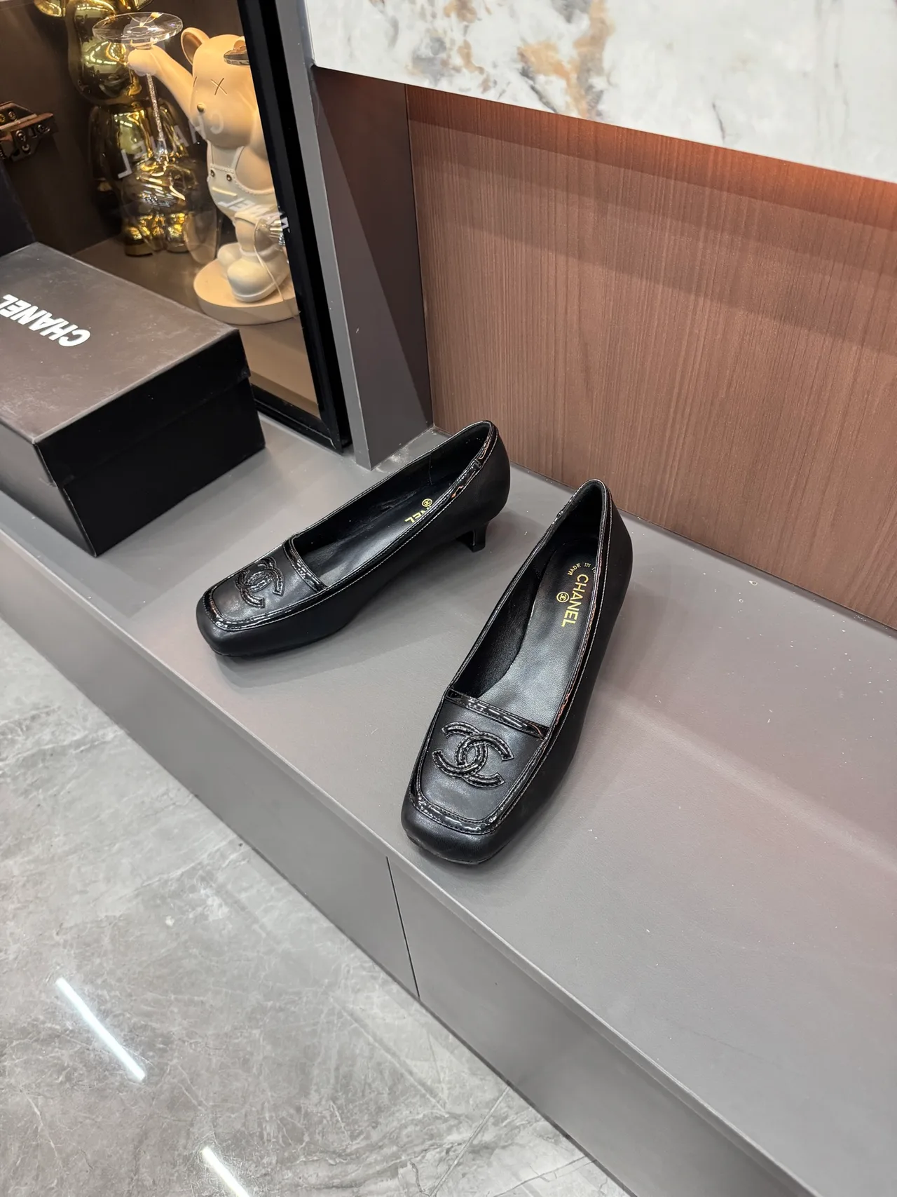 Chanel Cowhide Round-Toe Loafers in Black · view 5