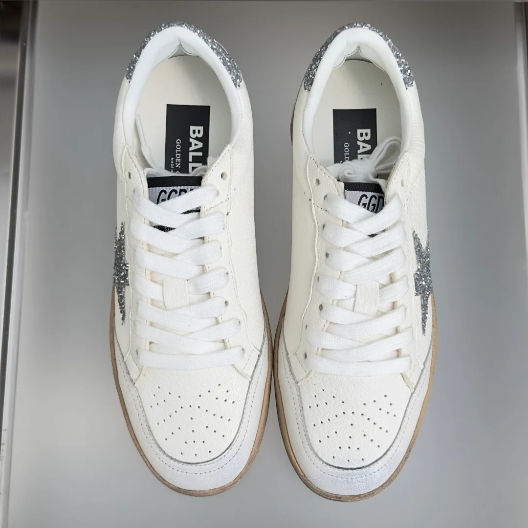 Golden Goose Cowhide Ball Star Sneakers in White · view 4