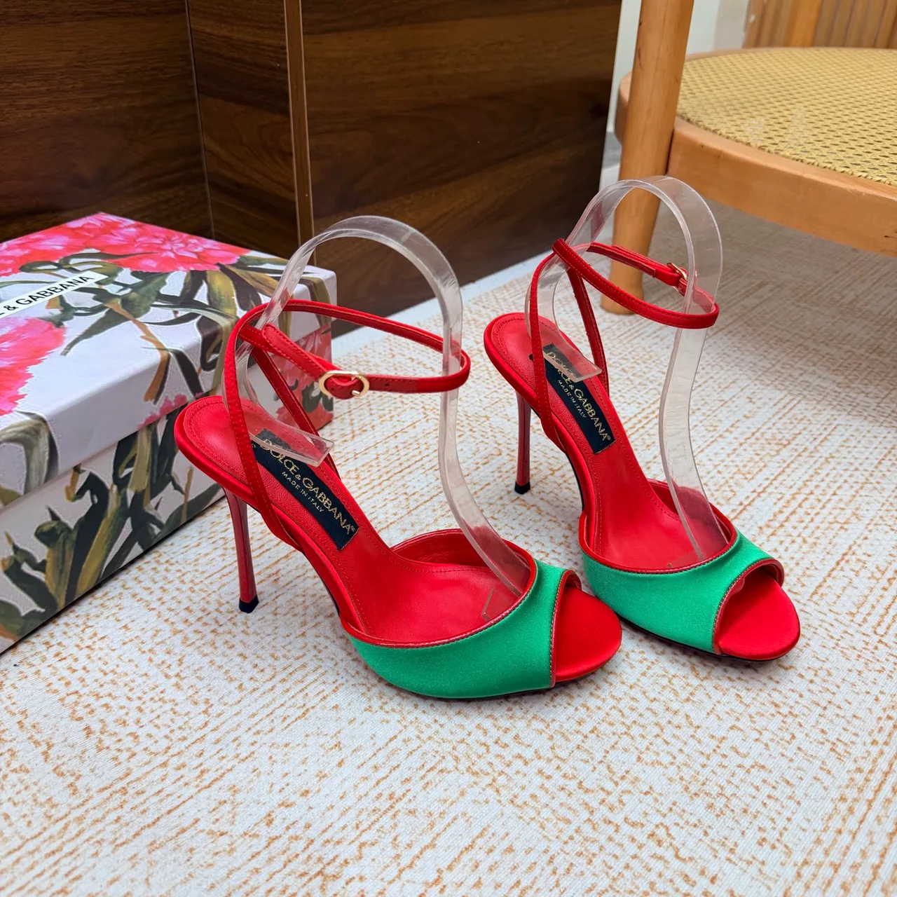 Dolce & Gabbana Two-Tone Heel Sandals in Green · view 8