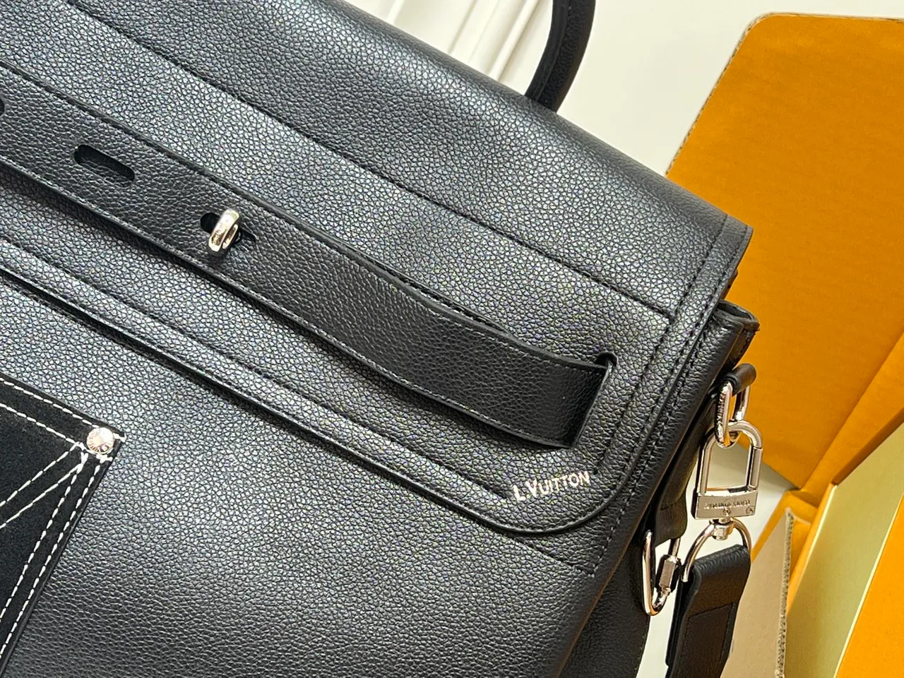 Louis Vuitton Cowhide Smooth Top-Handle Bag in Black · view 5