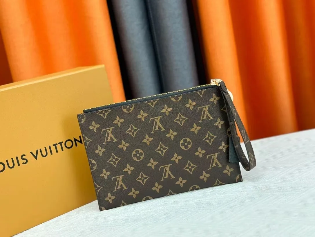 Louis Vuitton Calfskin Wristlet Pouch in Brown · view 3