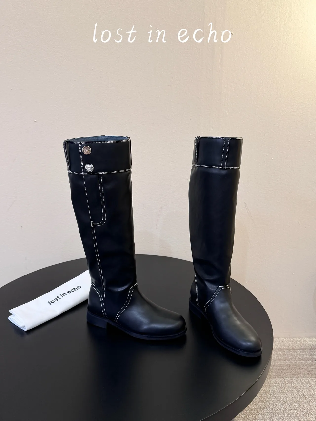 Lost in Echo Knee-High Boots in Black & Brown · view 5