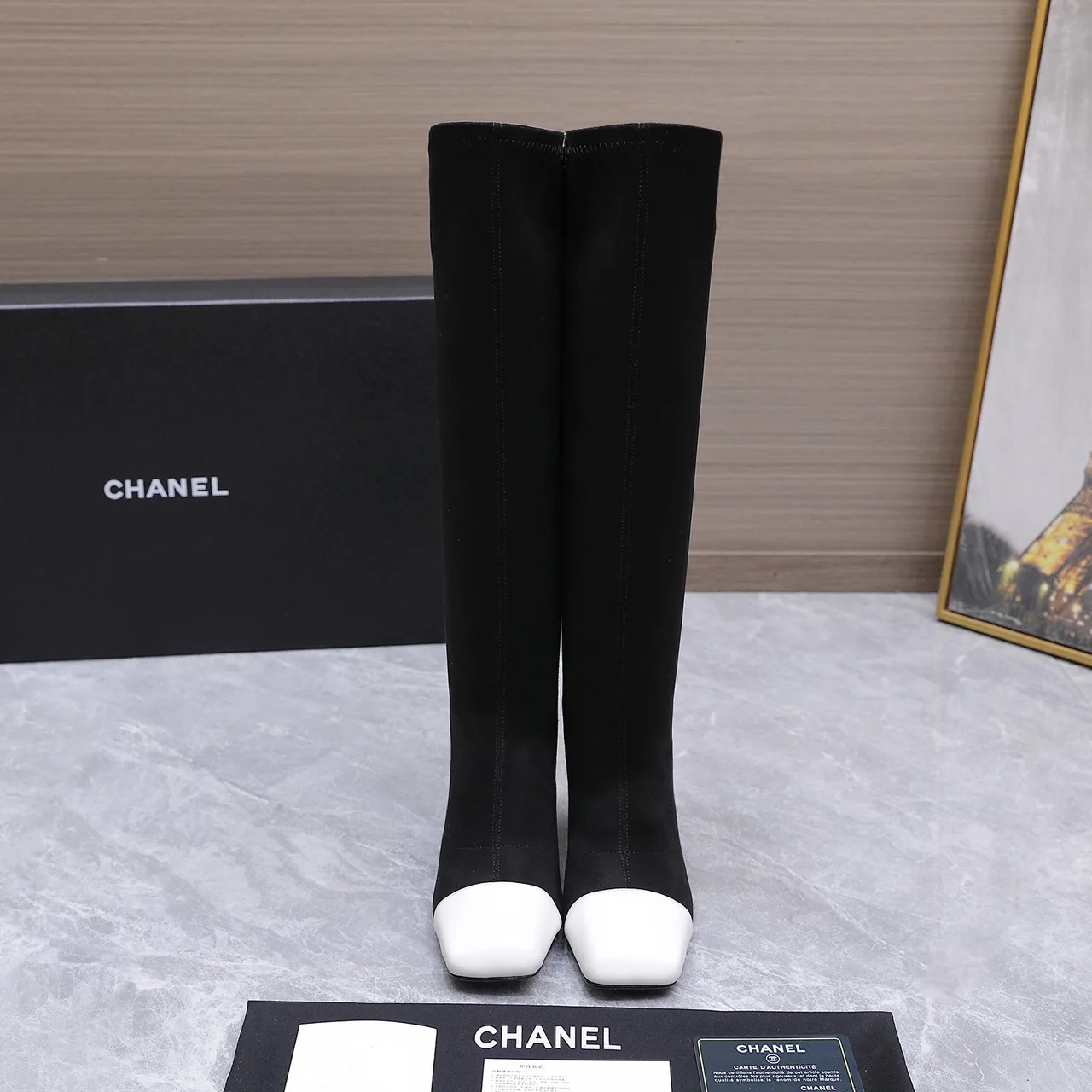 Chanel Cowhide Knee-High Boots in Black · view 4