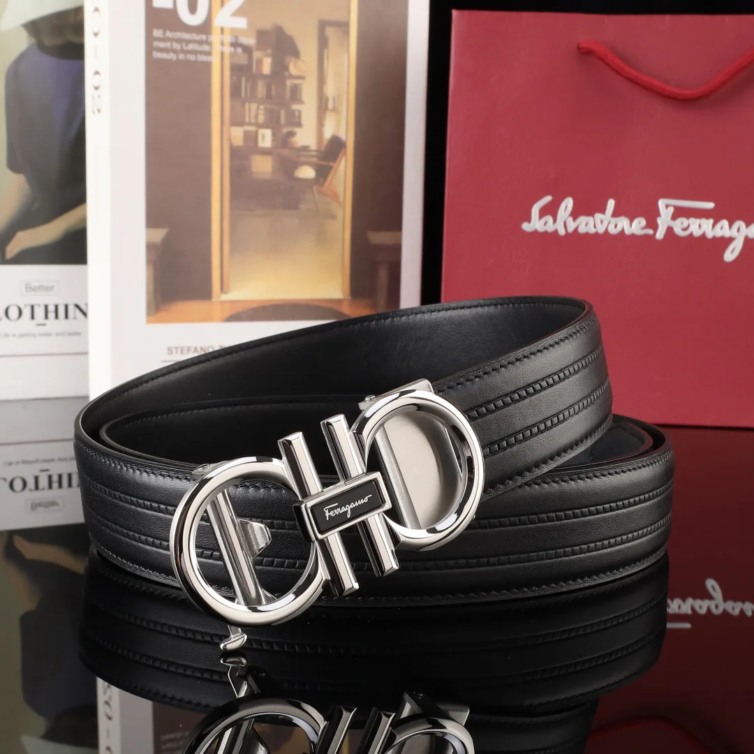 Ferragamo Gancini Buckle Belt in Black · view 3