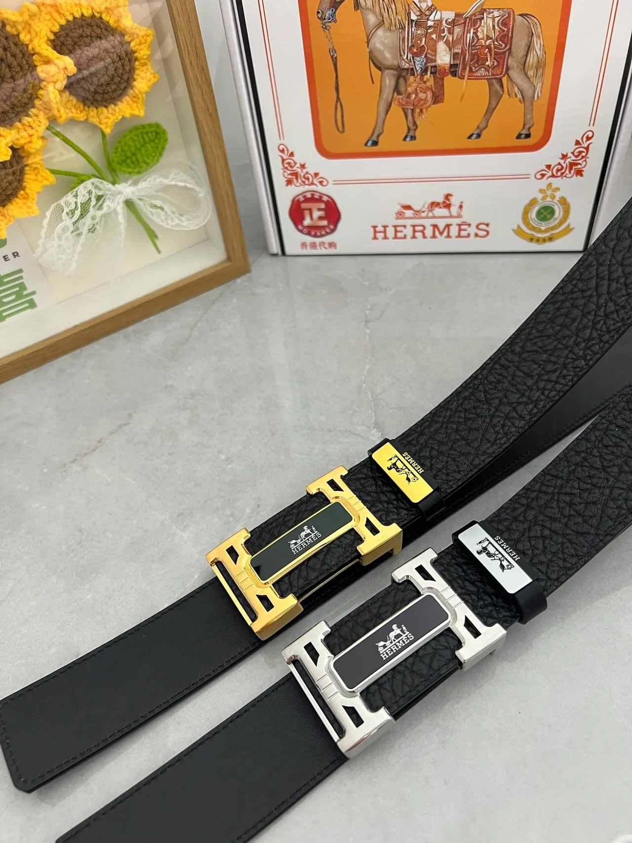 Hermes Rectangular H buckle belt in Black · view 8
