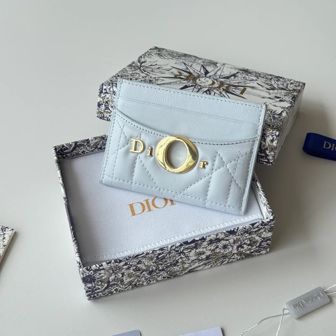 Dior Lambskin Quilted Cardholder in Blue · view 2