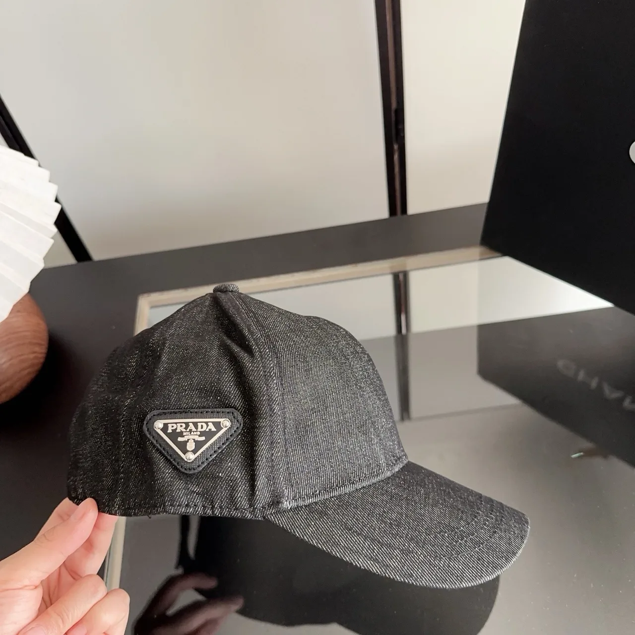 Prada Baseball Cap in Grey · view 5