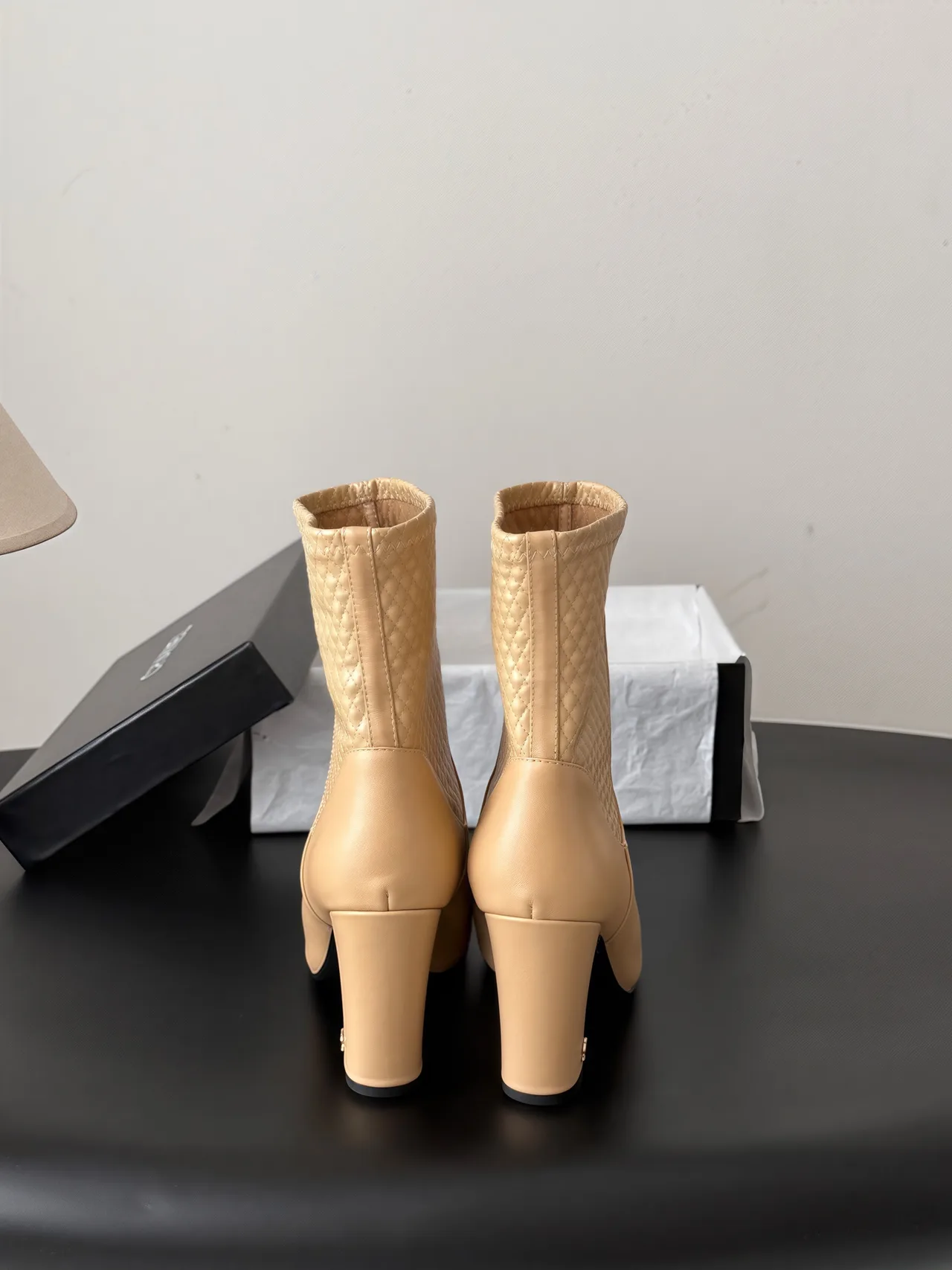 Chanel Cowhide Boots in Beige · view 5