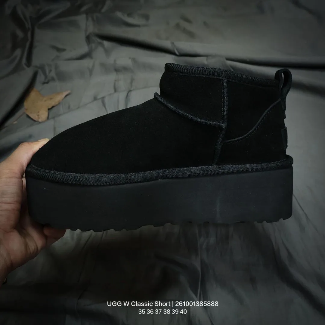 UGG Wool Ribbed Suede-Look Ankle Boots in Black · view 4