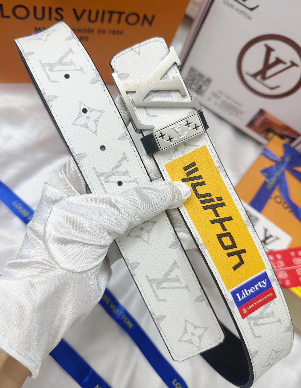 Louis Vuitton Cowhide Belt in White · view 5