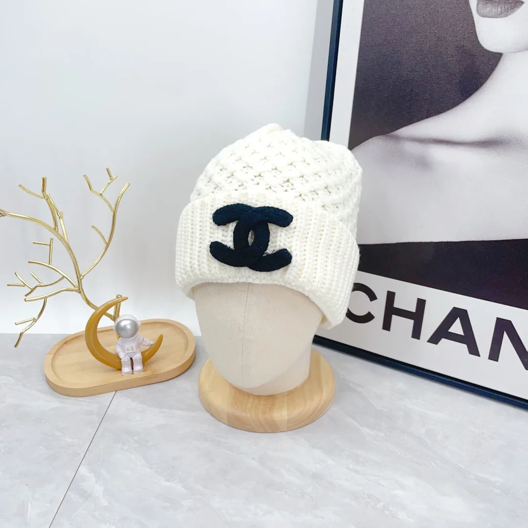 Chanel Wool CC Knit Beanie in White · view 4