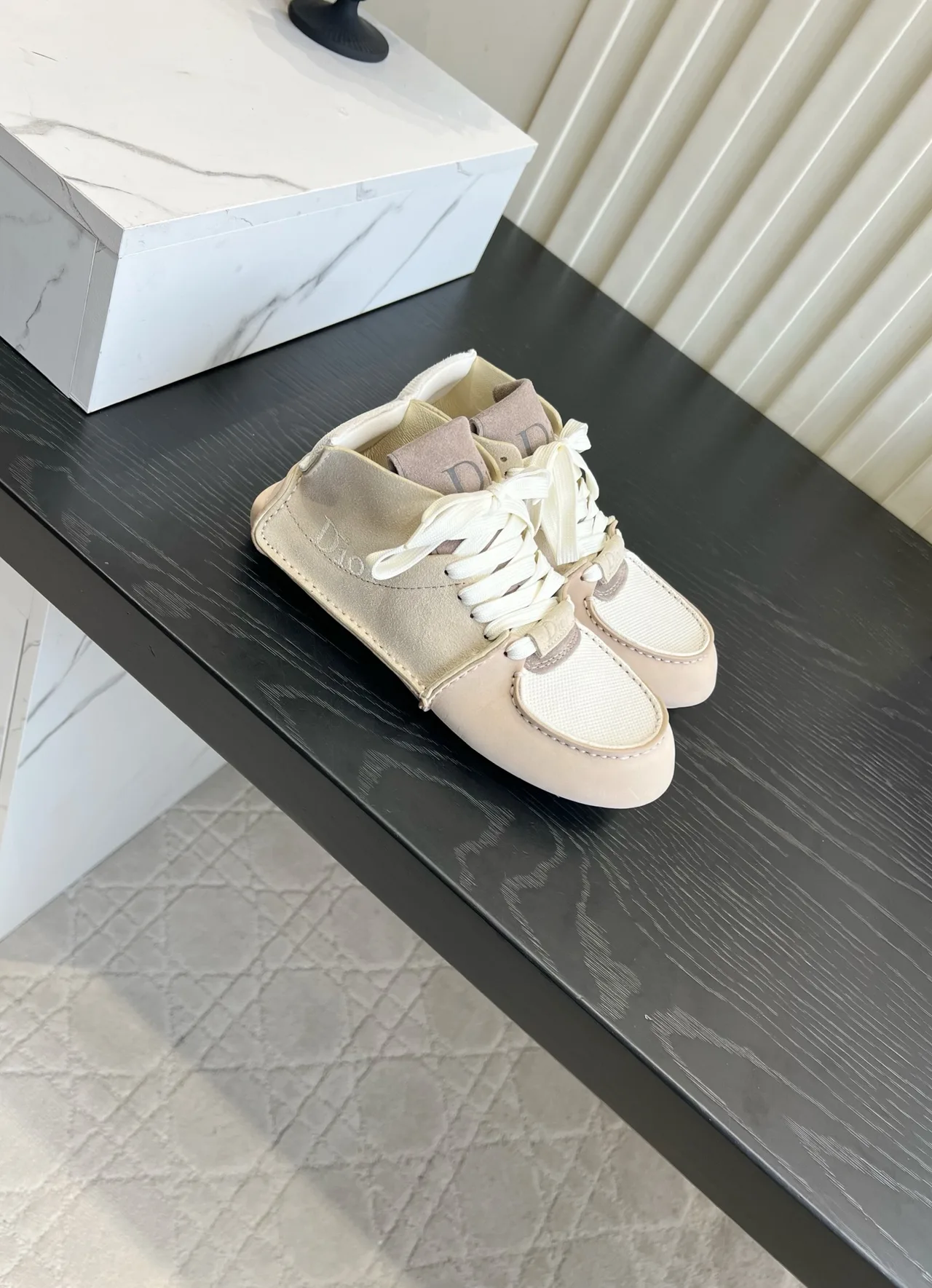 Dior Cowhide High-Top Sneakers in Beige · view 3