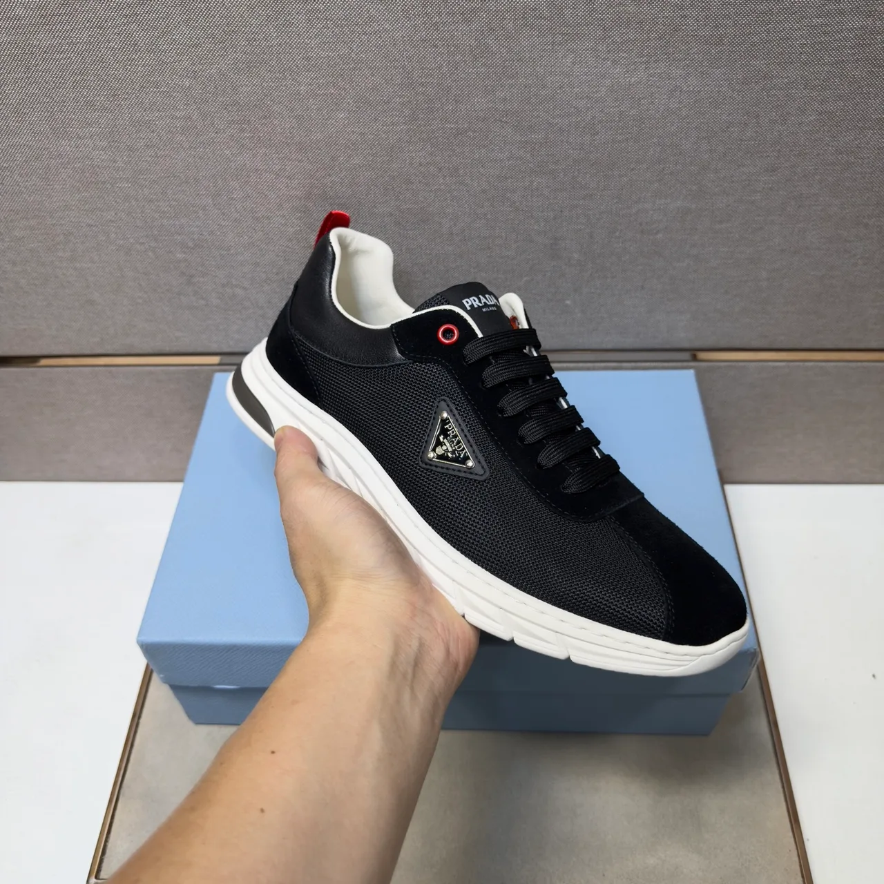 Prada Leather Sneakers in Black · view 6