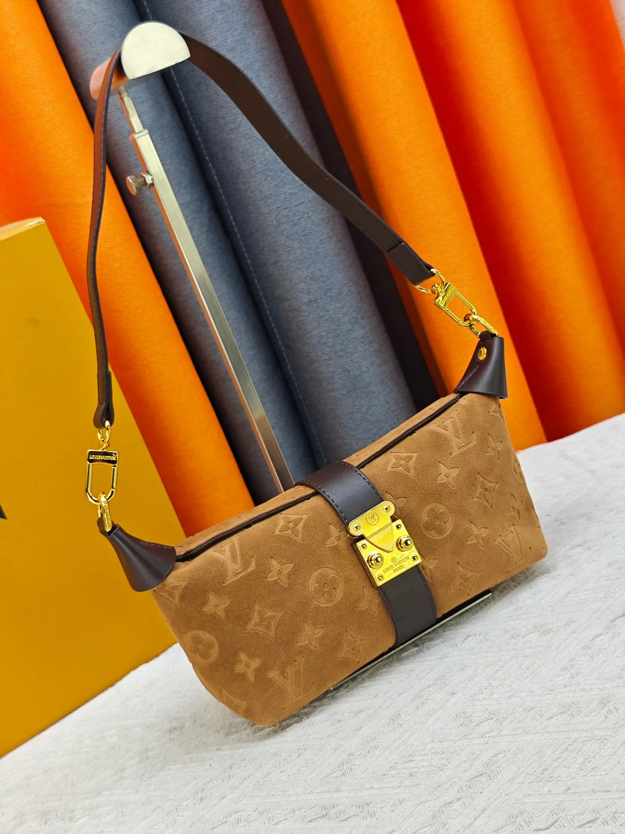 Louis Vuitton Suede Canvas Hobo Bag in Brown · view 2