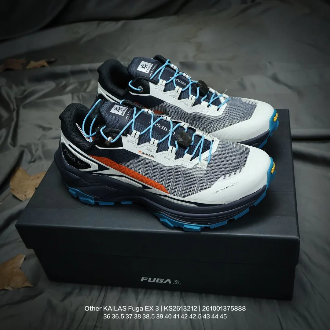 Kailas Fuga EX 3 trail sneakers in White & Orange & Black · view 2