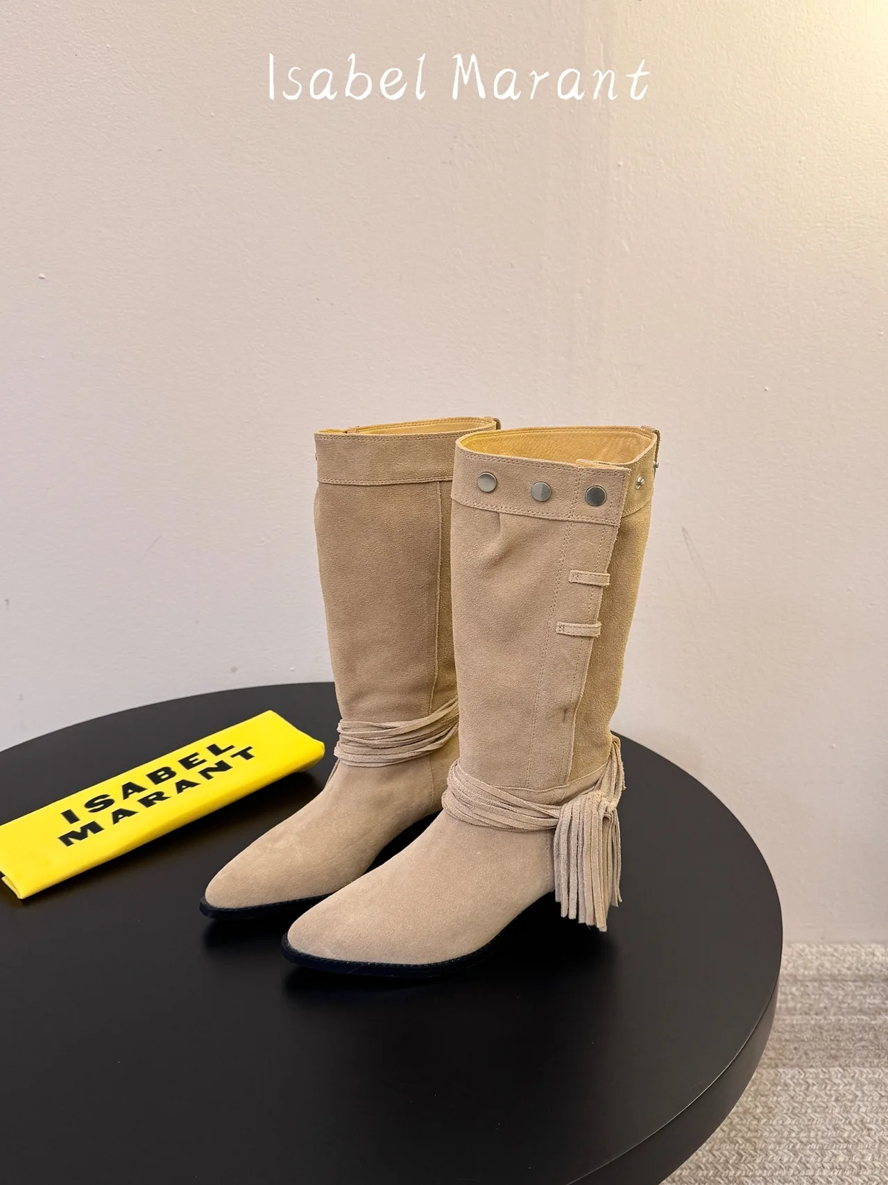 Isabel Marant Suede Pointed-Toe Knee-High Boots in Beige · view 5
