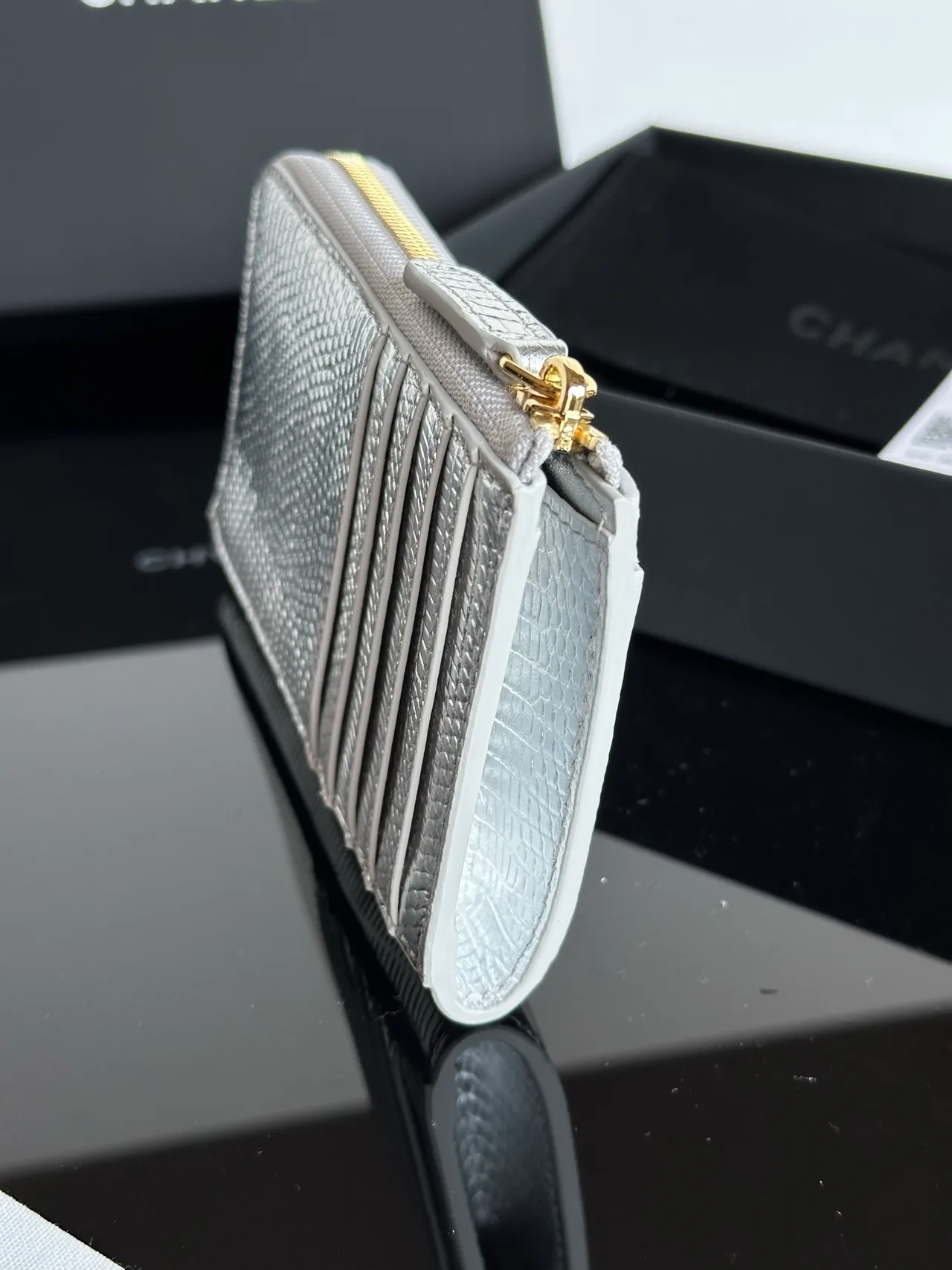Chanel Smooth Wallet in Silver · view 6