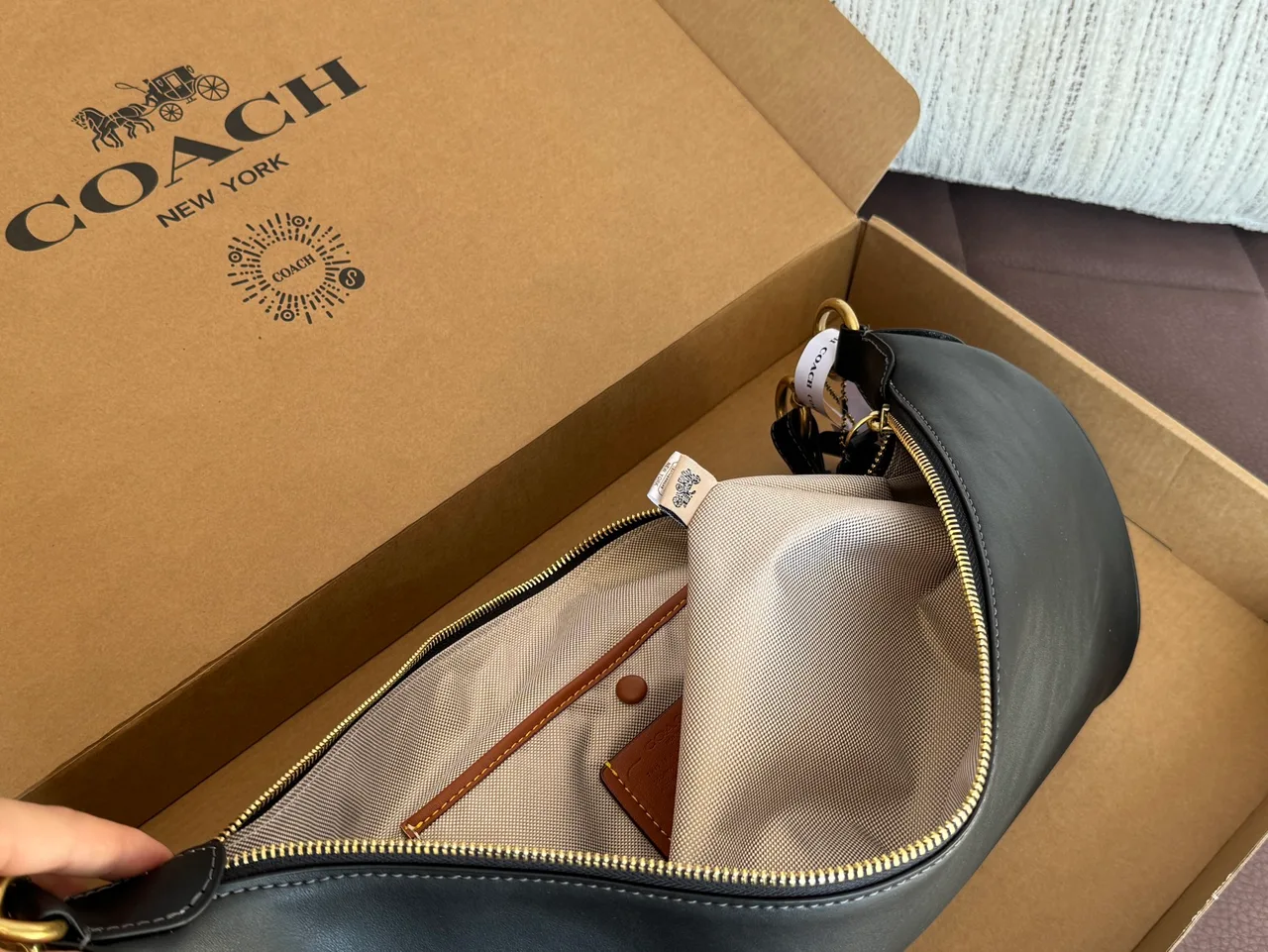 Coach Smooth Shoulder Bag in Black · view 8