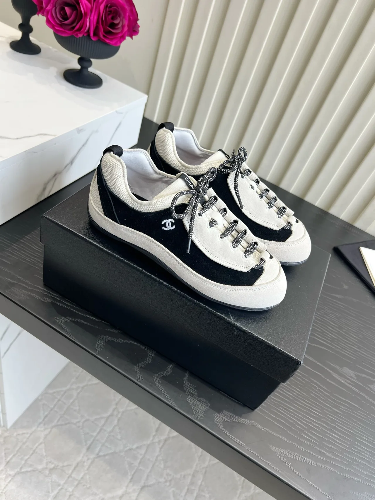 Chanel Cowhide Sneakers in White · view 3