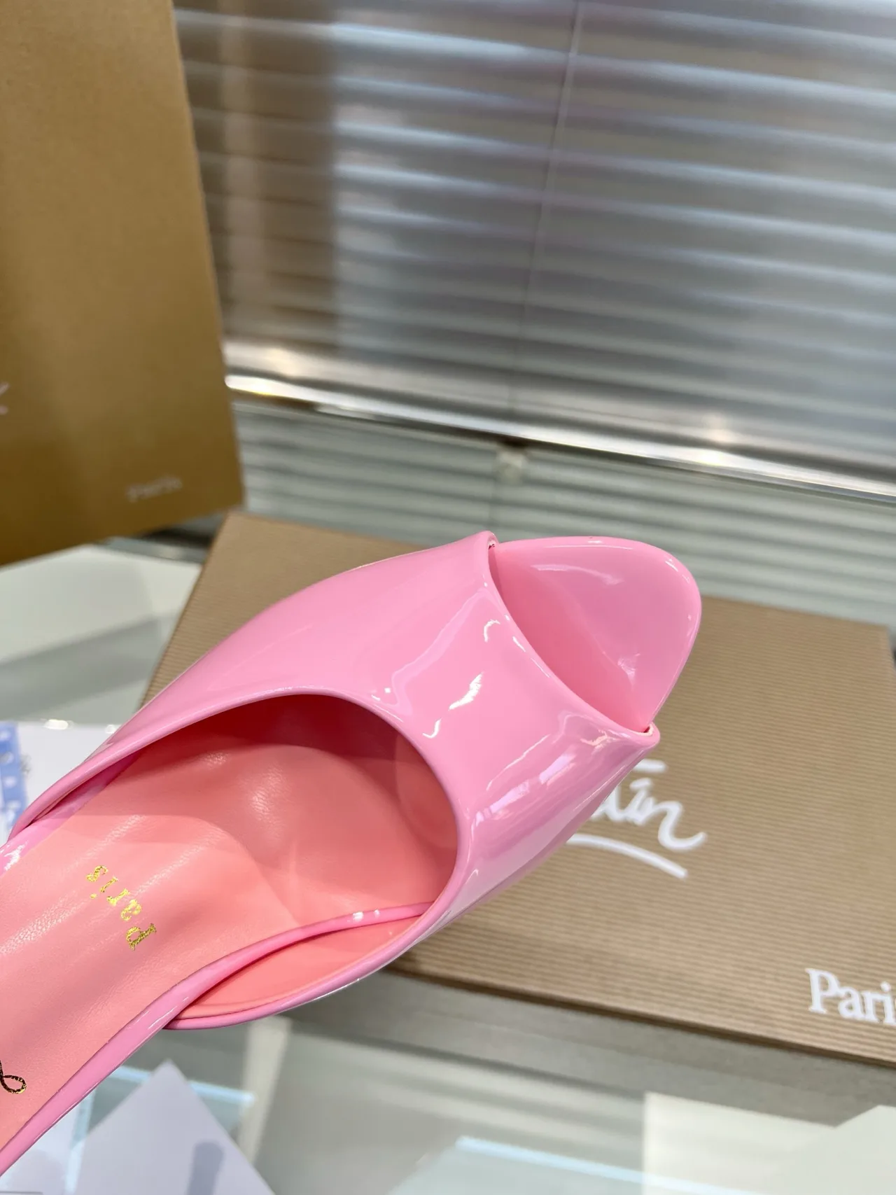 Christian Louboutin Open-toe heeled mules in Pink & Burgundy & Black & Blue & White · view 8