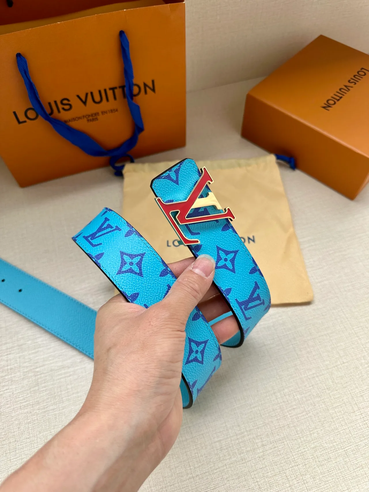Louis Vuitton Canvas Glossy Belt in Blue · view 5