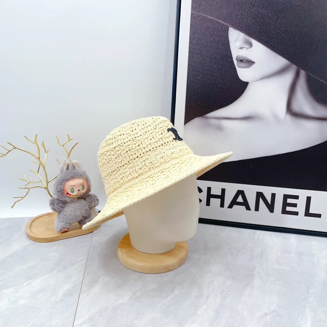 Celine Embroidered Bucket Hat in Beige · view 5
