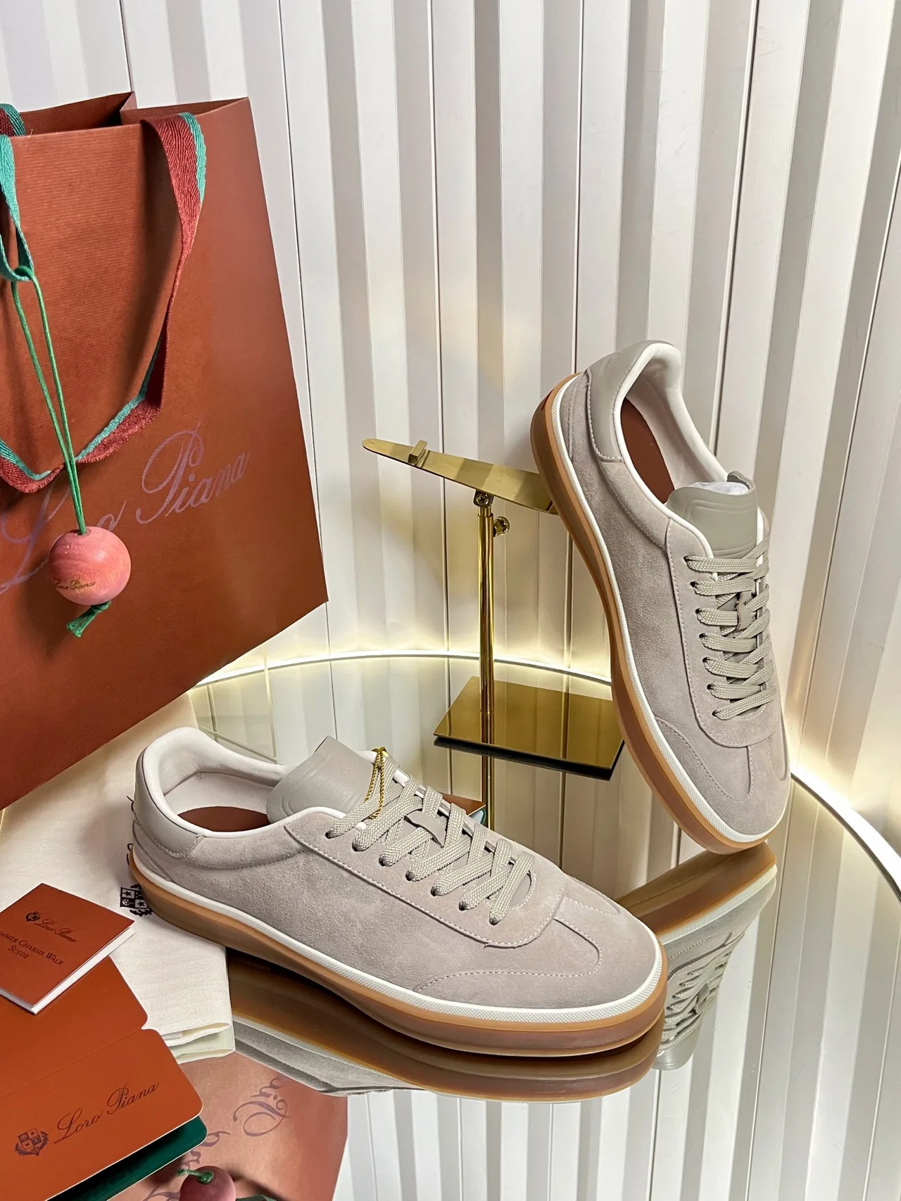 Loro Piana Cashmere Low-Top Sneakers in Grey · view 4