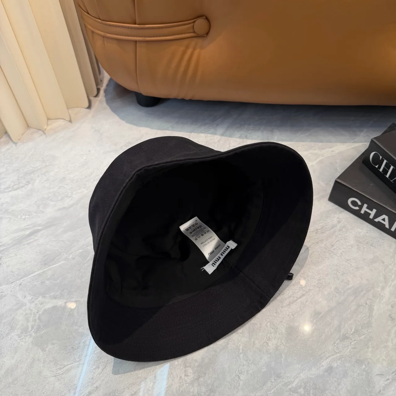 Miu Miu Embroidered Bucket Hat in Black · view 8