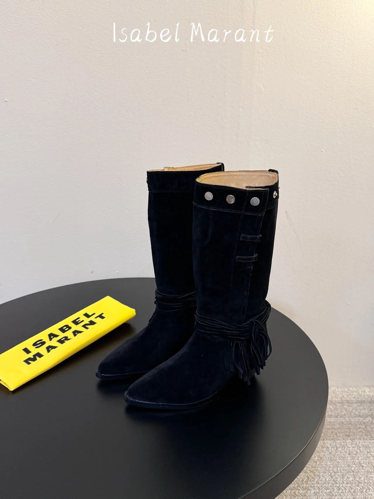 Isabel Marant Suede Suede-Look Pointed-Toe Knee-High Boots in Black · view 5