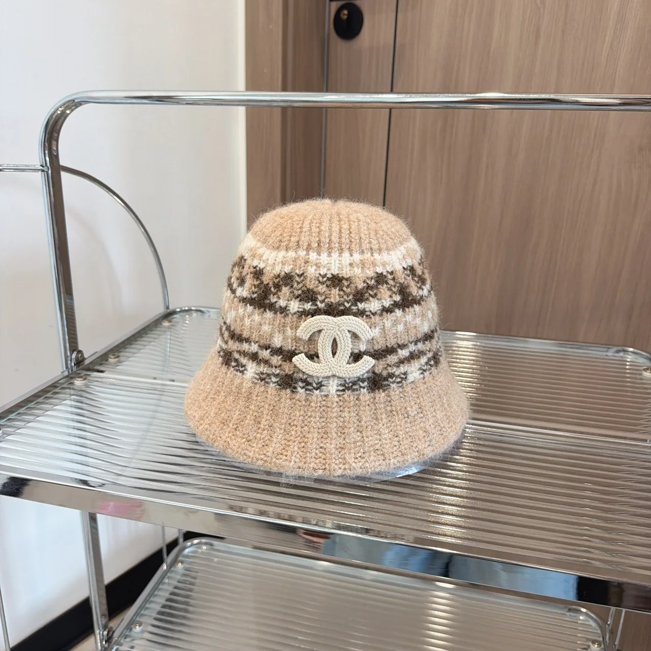 Chanel Pattern knit bucket hat in Red & Beige & White & Black & Brown · view 2