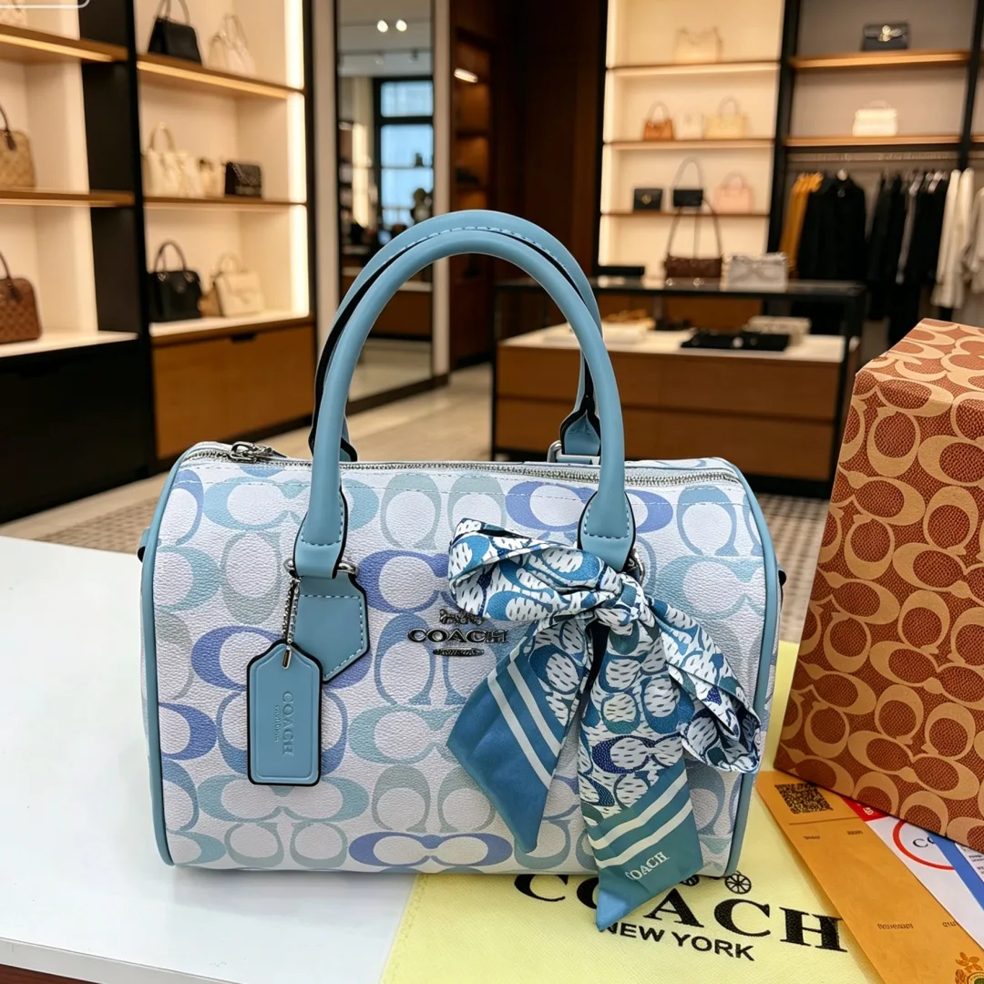 Coach Signature top-handle satchel in Cream / Black / Pink / White / Blue · view 5
