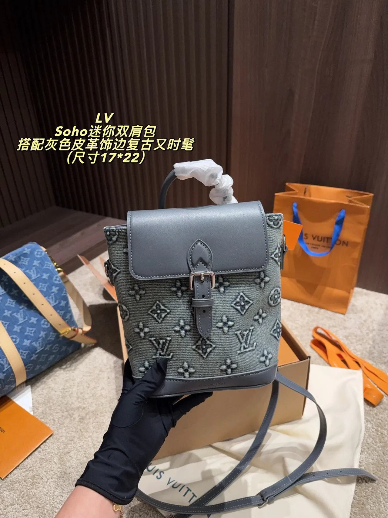 Louis Vuitton Cowhide Mini Backpack in Blue · view 6