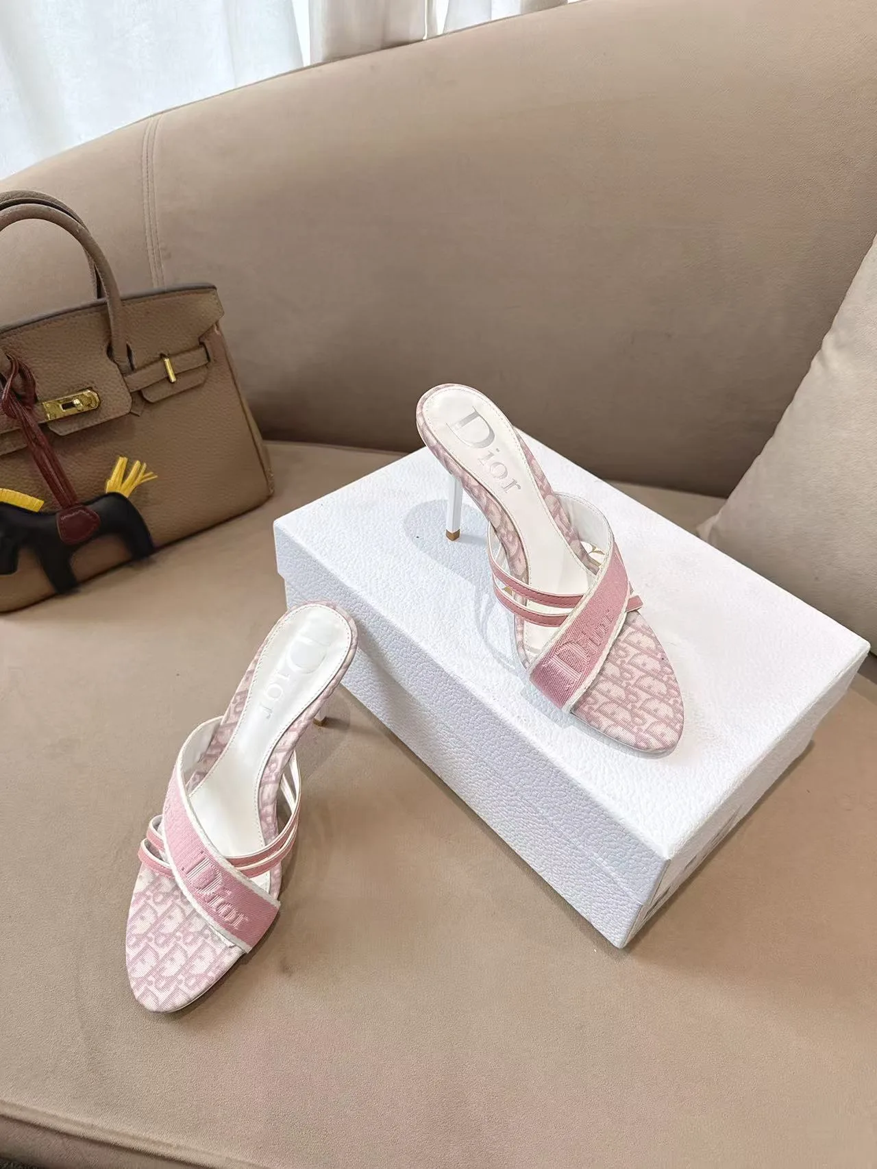 Dior Sheepskin Mules in Pink · view 5