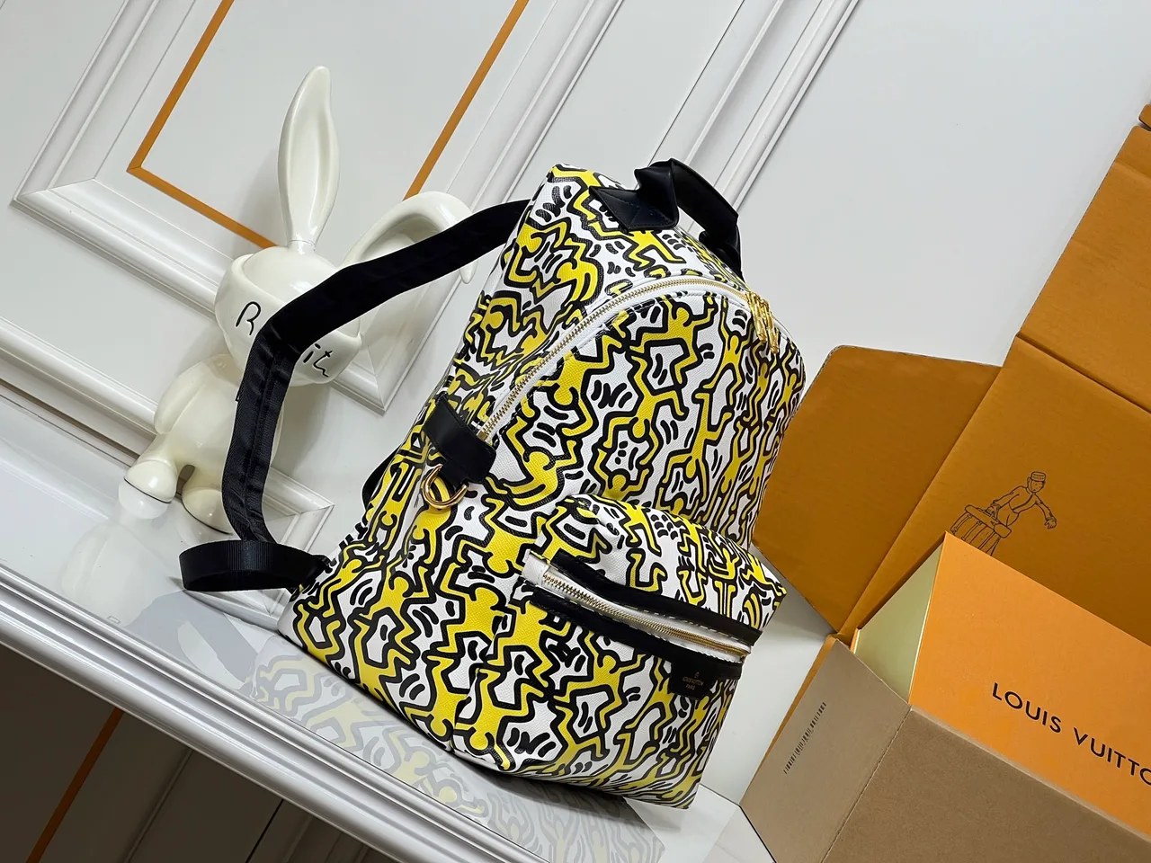 Louis Vuitton Cowhide Canvas Graphic Backpack in White · view 2