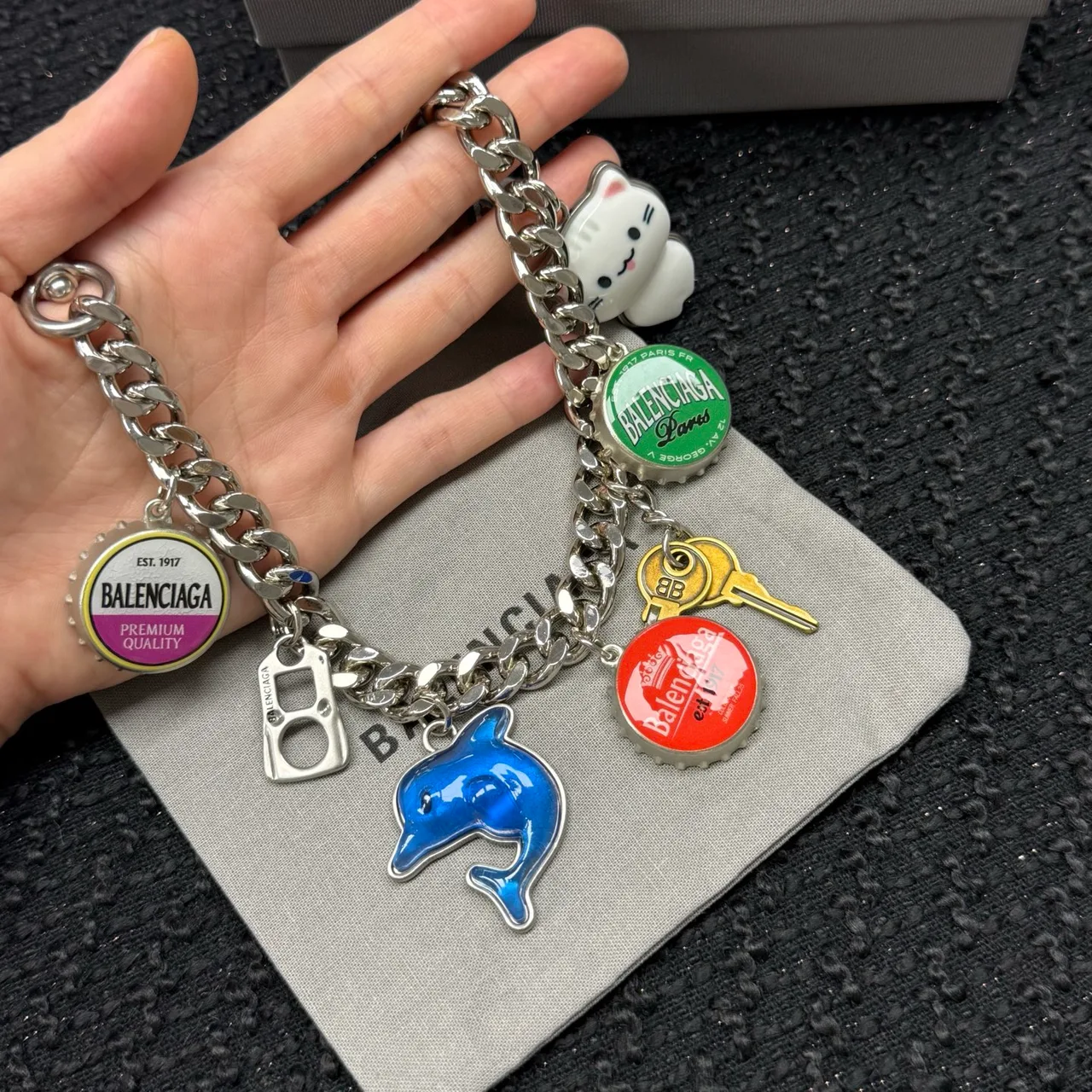 Balenciaga Charm Chain in Silver · view 4