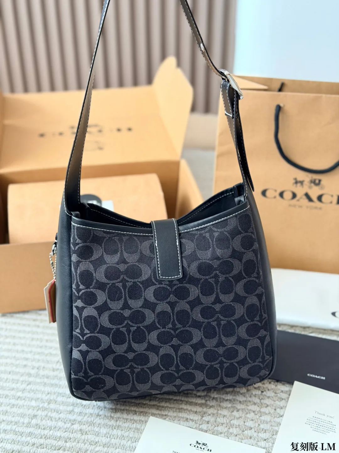 Coach Hadley Shoulder Bag in Black & Blue · view 4