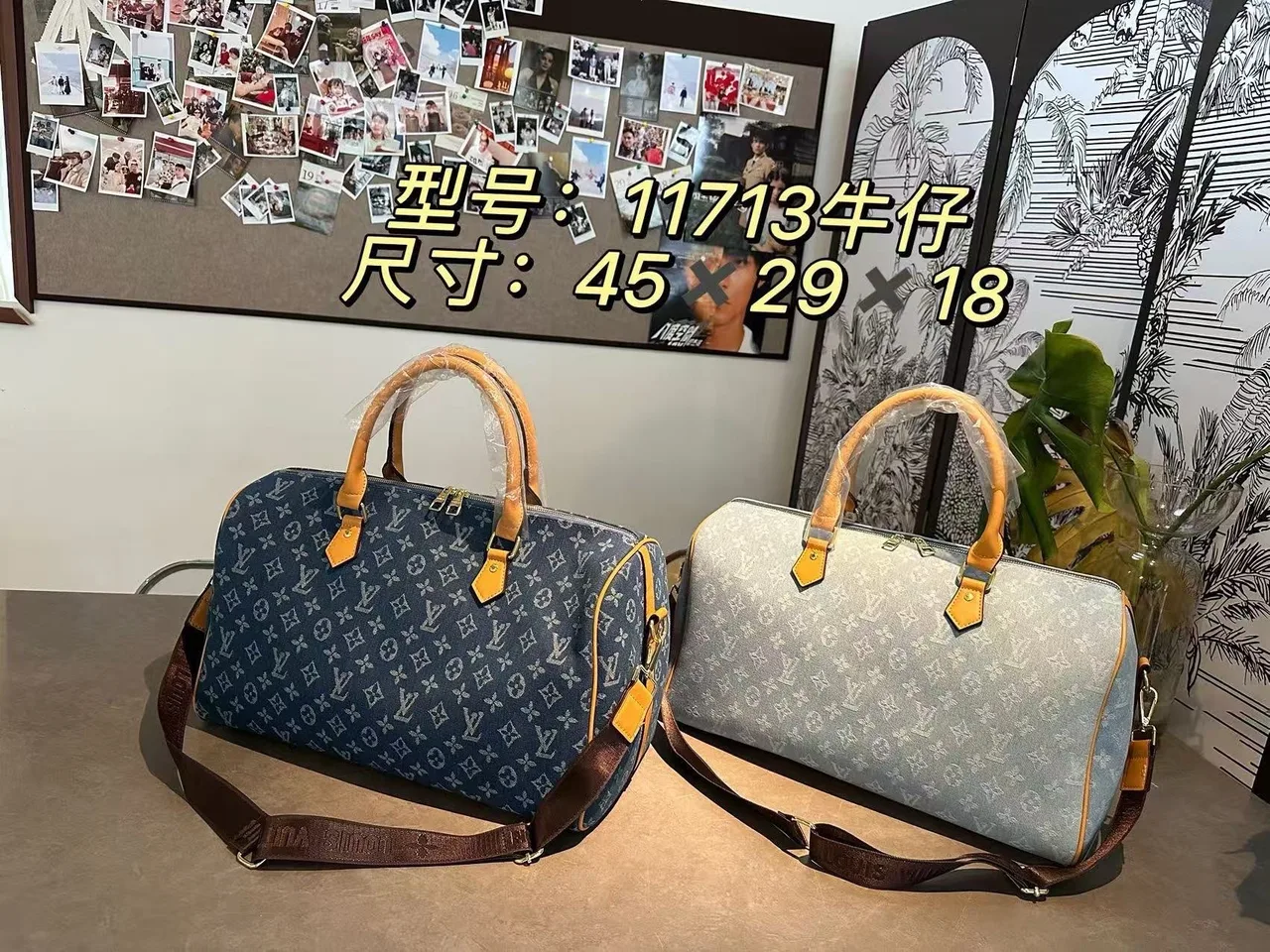 Louis Vuitton Denim Speedy Bag in Blue / White · view 2