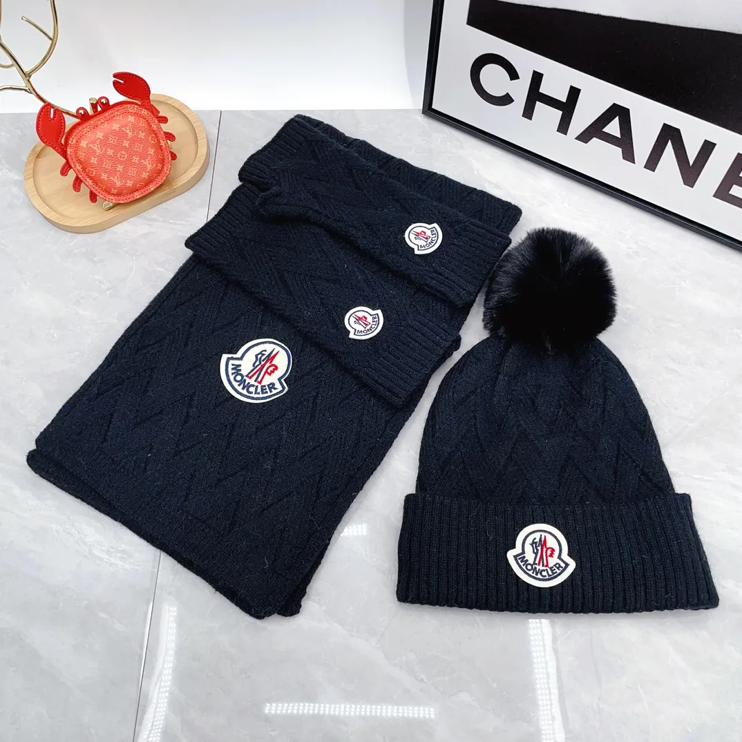 Moncler Wool Hat Scarf and Gloves Set in Blue · view 2