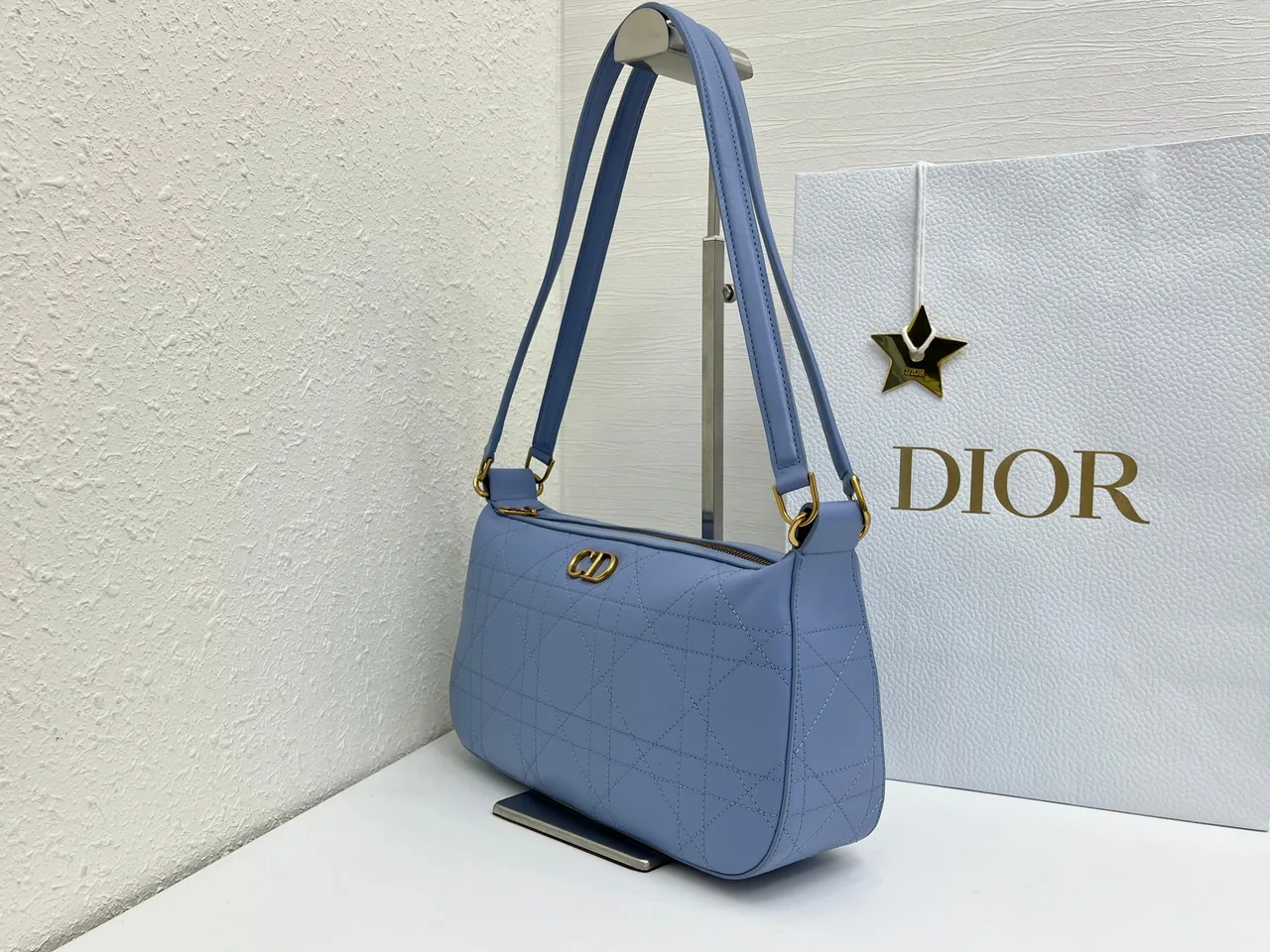 Dior Quilted Hobo Bag in Blue · view 3