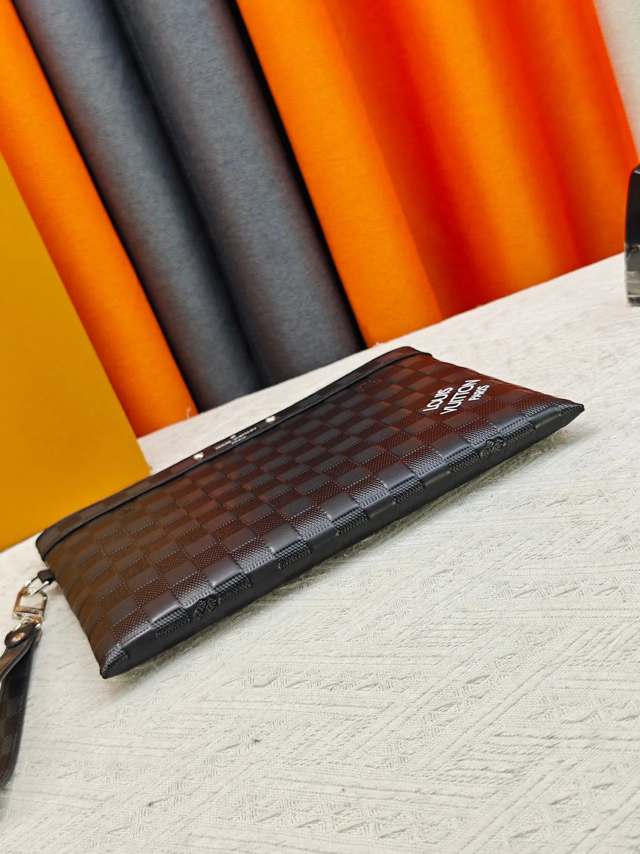 Louis Vuitton Canvas Woven Wristlet Pouch in Black · view 8