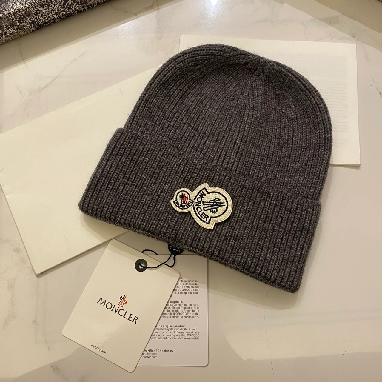 Moncler Beanie in Black & White & Grey & Beige & Brown & Blue & Pink & Burgundy & Orange & Yellow & Red · view 3